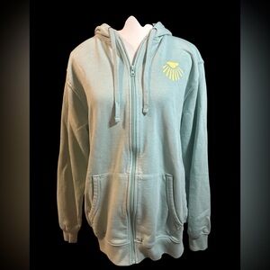 Light Sage Green Graphic Zip-Up Hoodie